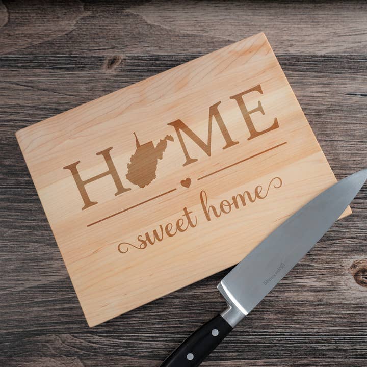 Laser Engraved Maple Cutting Board - Home State Home for wholesale by Blue Ridge Mountain Gifts