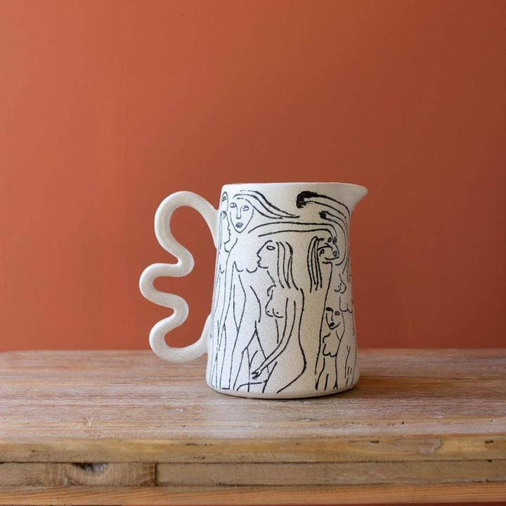 Kalalou - Wholesale Pitcher - Abstract Figure Pitcher with Squiggle Handle