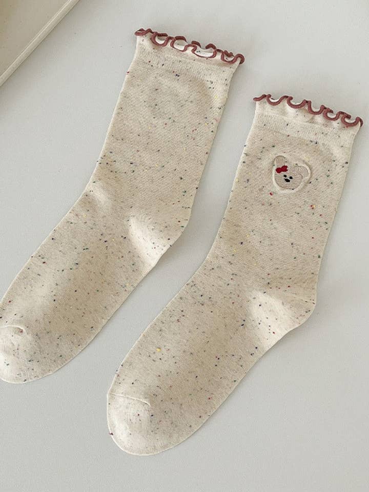 Rufia - Embroidered Animal Crew Socks for wholesale by Funkyrel® Atzbranding Limited