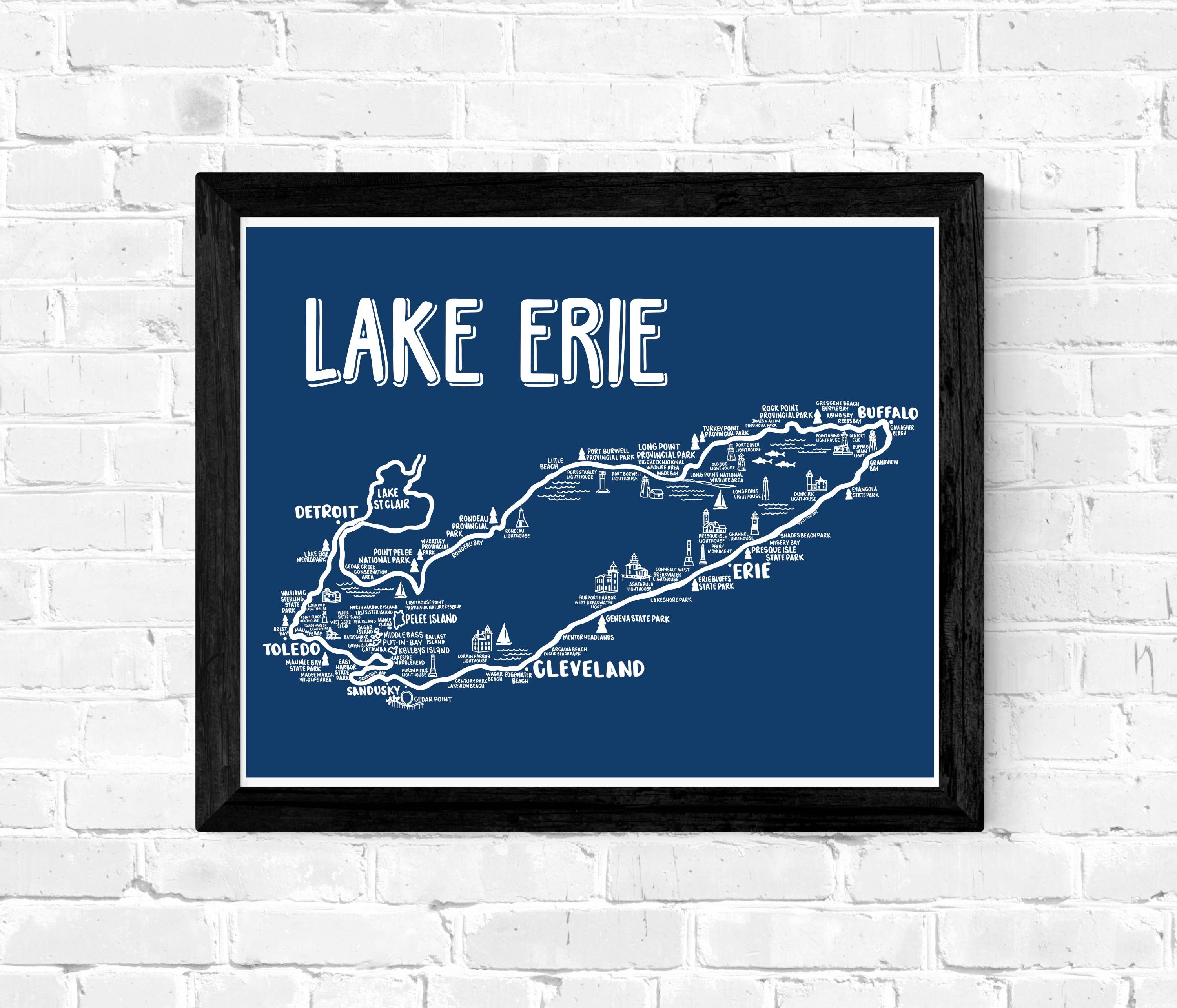 Whereabouts Shop - Wholesale Art Print - Lake Erie Map Blue Art Print2