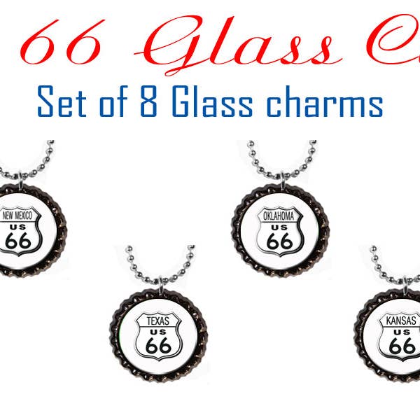 Route 66 Wine Glass Charms har en charme for hver stat på Route 66 for engroshandel hos DK LaserWorx