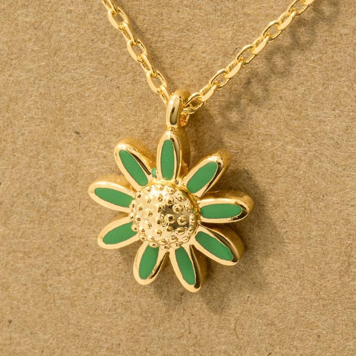 Fame Accessories - Wholesale Pendant/Charm Necklace - Gold Dipped Daisy Flower Pendant Necklace4