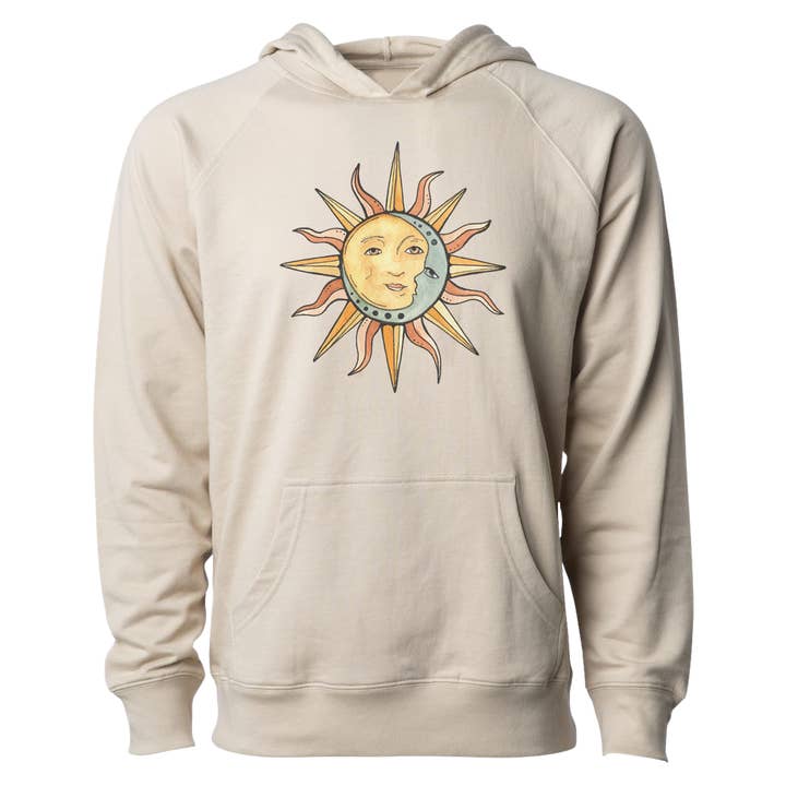 Chandail à capuchon léger en tissu éponge unisexe Sun & Moon pour la vente par Sticker Girl, formerly KPB Apparel