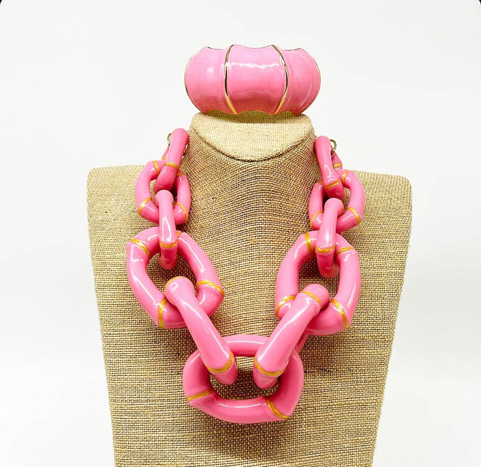 Parker Kennedy - Jewelry Collection - Vendita all'ingrosso Collane a catena e maglie - "La Michelle" - Collana a maglie di bambù - Rosa7