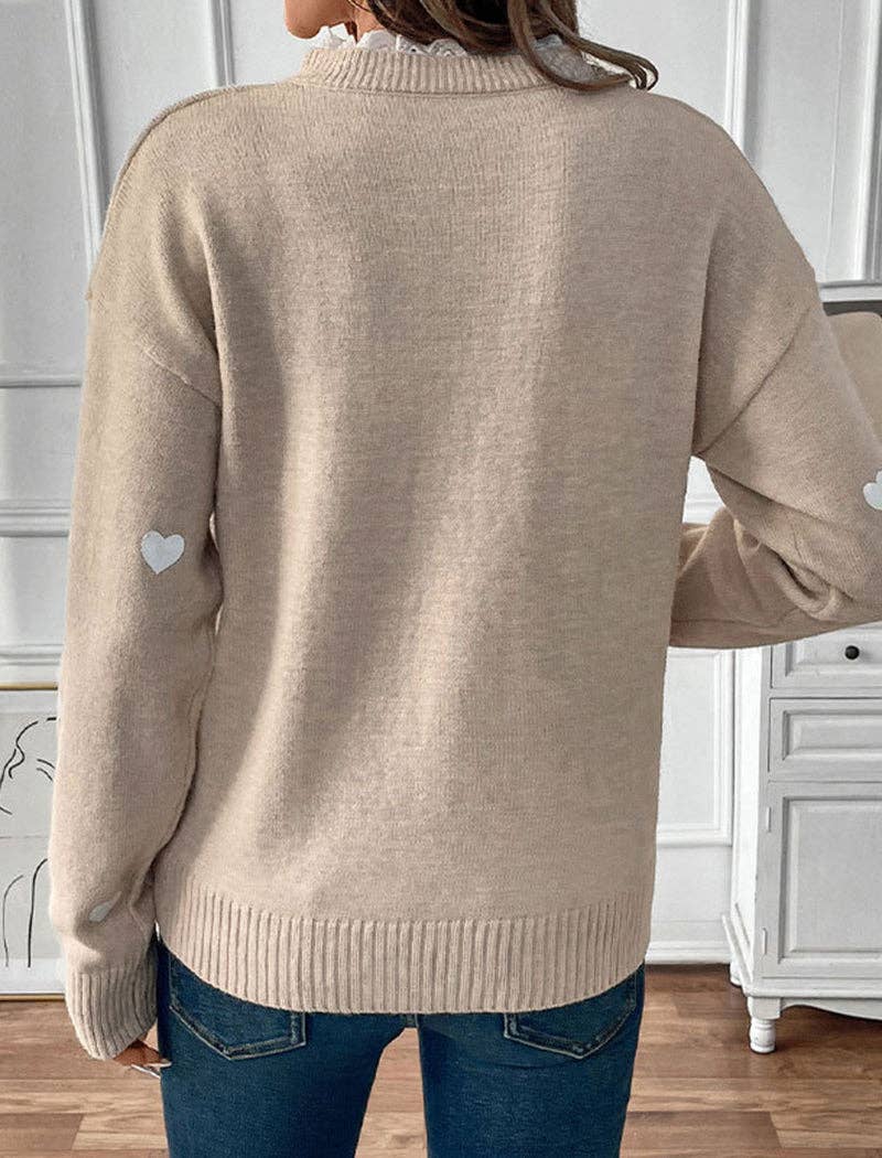 KHAKI V-ringad stickad tröja med spetskant för wholesale på Faire2