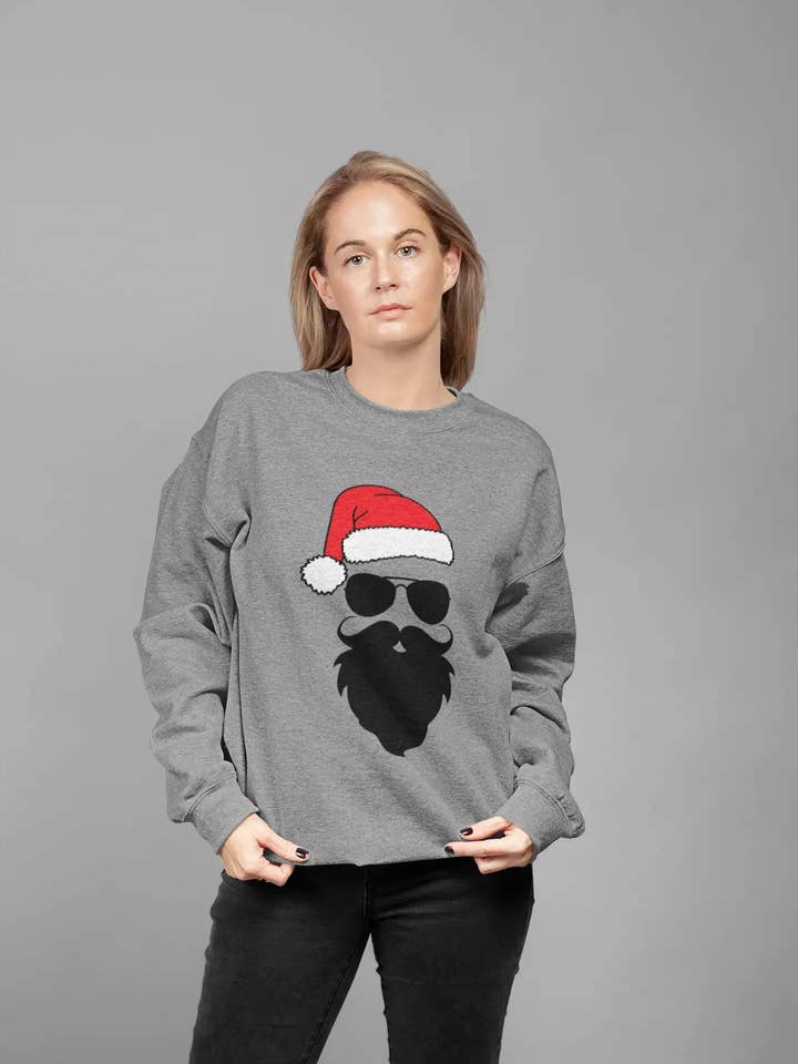 ULTRABASIC - Women's Printed Graphic Funny Santa Cool Christmas Sweatshirt Gift Tee Creamy Pink for wholesale by ULTRABASIC