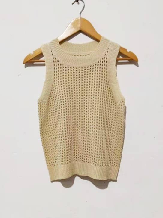 Apricot Trendy Cropped Cut-Out Vest for wholesale on Faire3