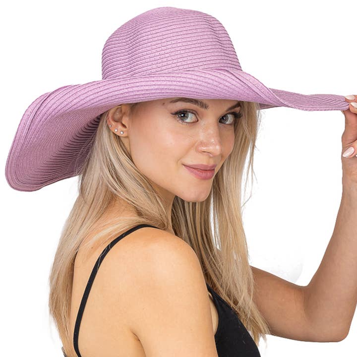 Cap Zone - Wholesale Straw Hat - Women's - Wire Brim Straw Beach Sun Hat25