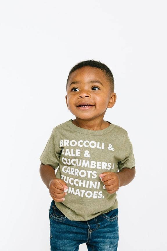 Nature Supply Co - Wholesale Screen Printed T-Shirt - Kids - Veggie List T shirt | Kids Graphic Tee | Kids Clothes9