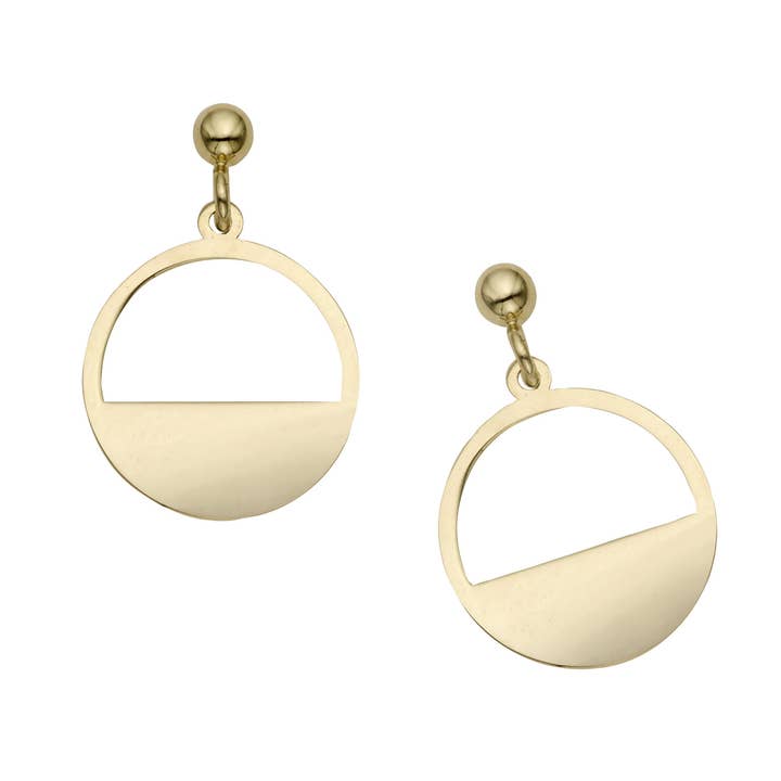 Boucles d'oreilles pendantes polies avec fermoir à pousser, finition jaune 14 carats, 20,5 x 13,7 mm pour la vente par The Diamond Deal