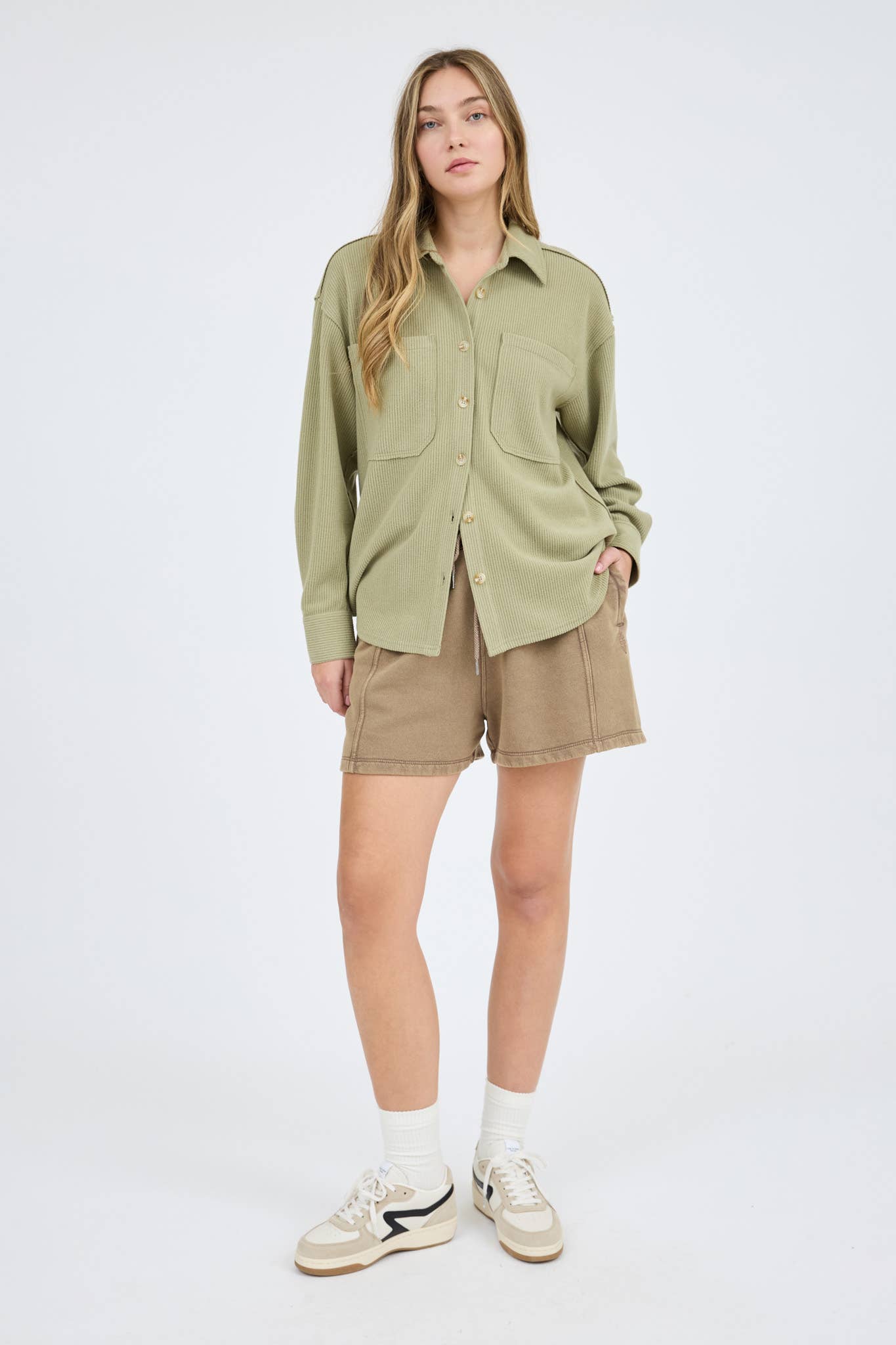 Blu Pepper - Wholesale Knit Top - Women's - RIB KNIT EXPOSED SEAM BUTTON UP TOP13