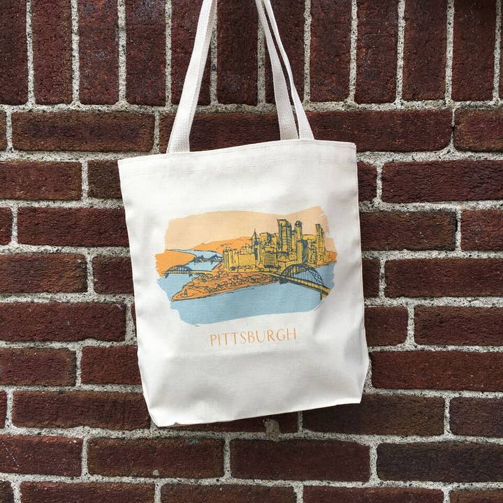 Pittsburgh Cityscape Tote Bag for wholesale by Albertine Press