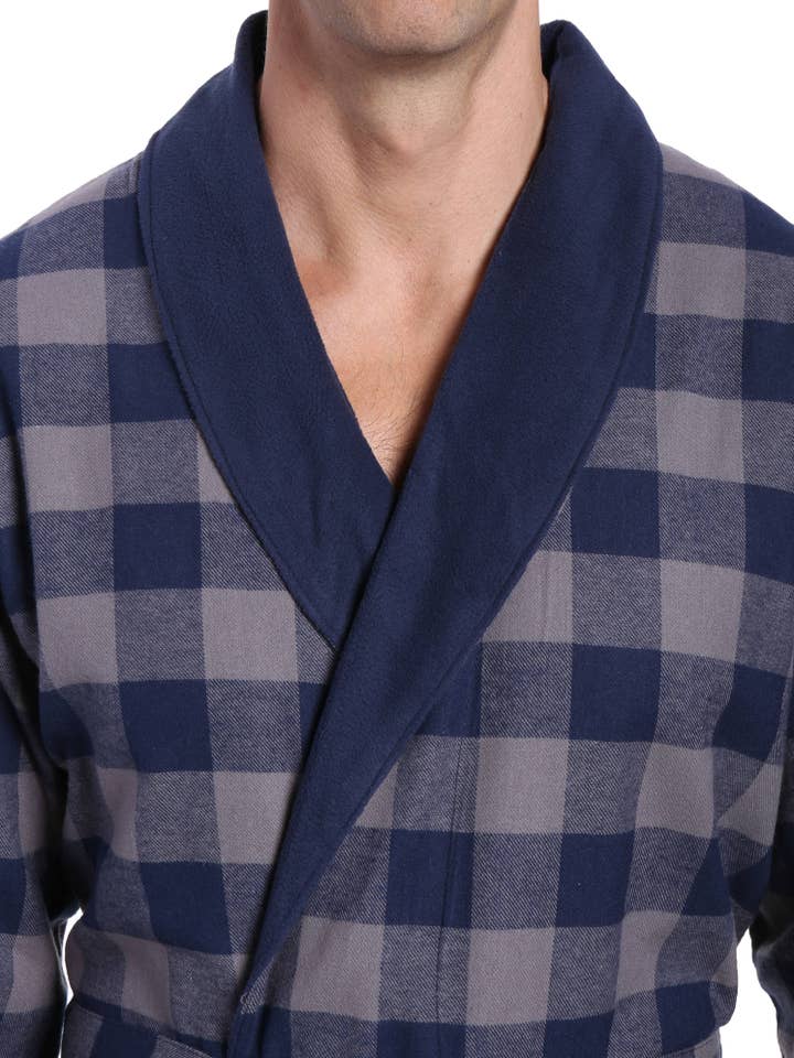 Noble Mount - Wholesale Robe – Men's - Men's Premium 100% Cotton Flannel Fleece Lined Robe45