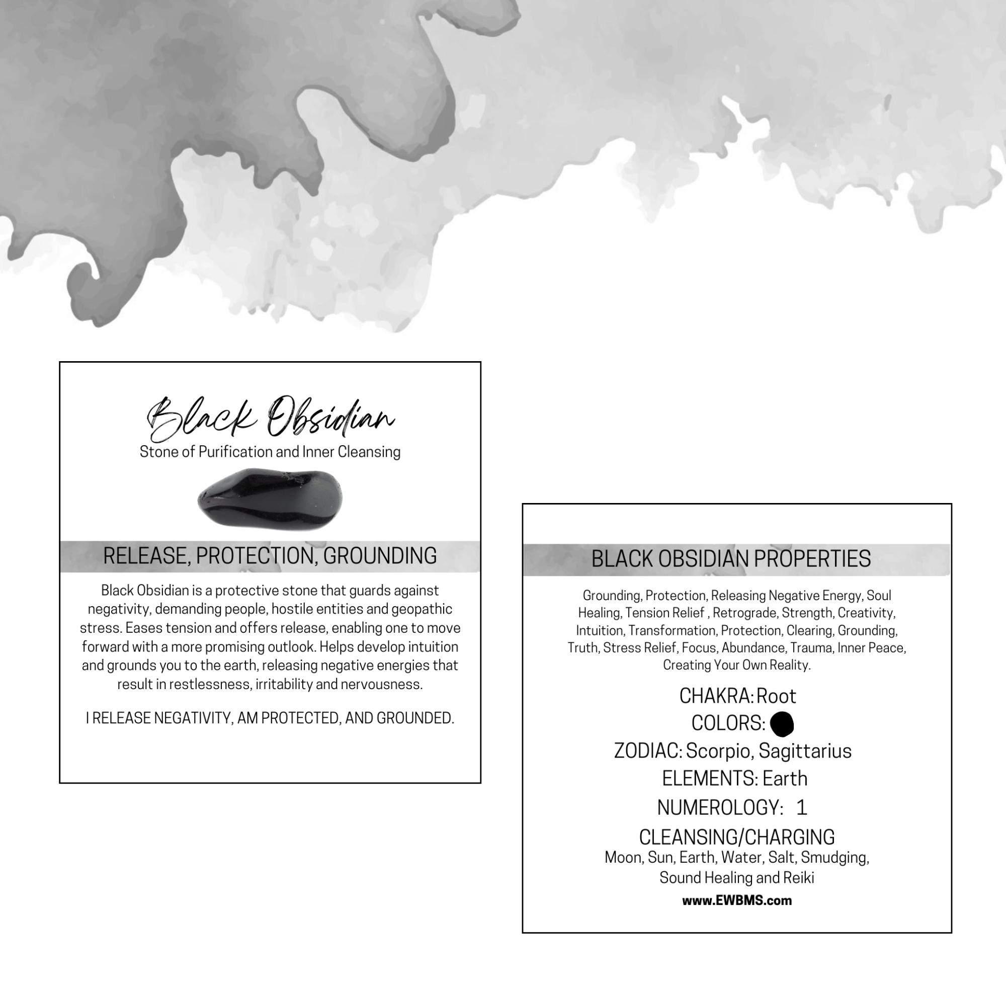 Essential Wellness - Body, Mind, Spirit - Wholesale Spiritual Stone/Crystal - BLACK OBSIDIAN Worry Stone with Information Card Option1