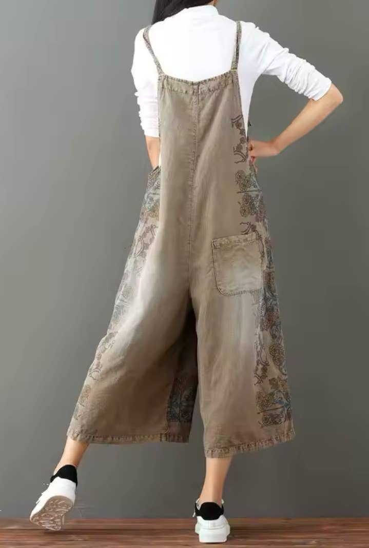 Serenity Collective - Wholesale Overalls - Women's - Denim Vintage Print Overall Jumper4