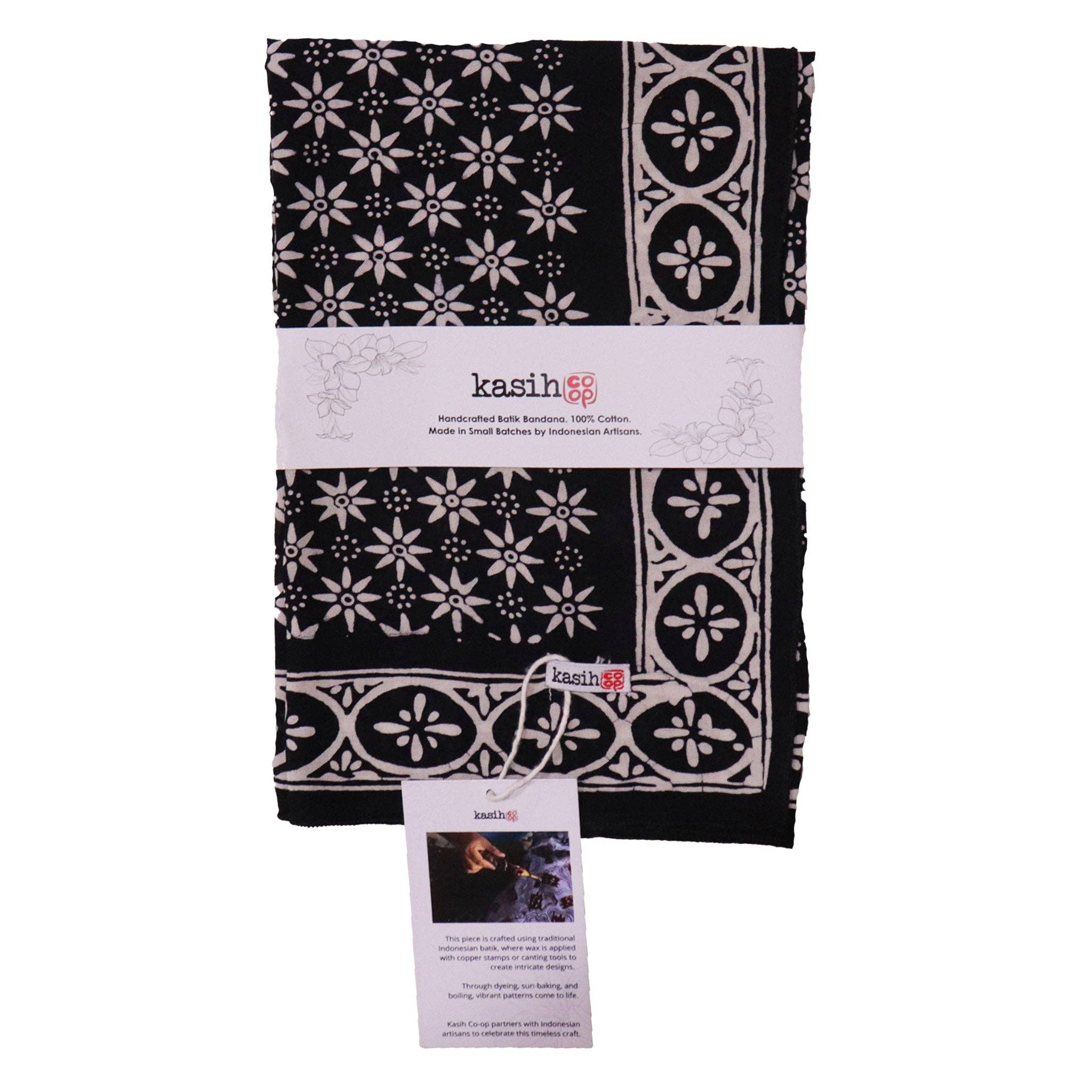 Kasih Co-op - Wholesale Bandana - Unisex - Hand Dyed Batik Bandana, 100% Soft Cotton, Black Mirage11
