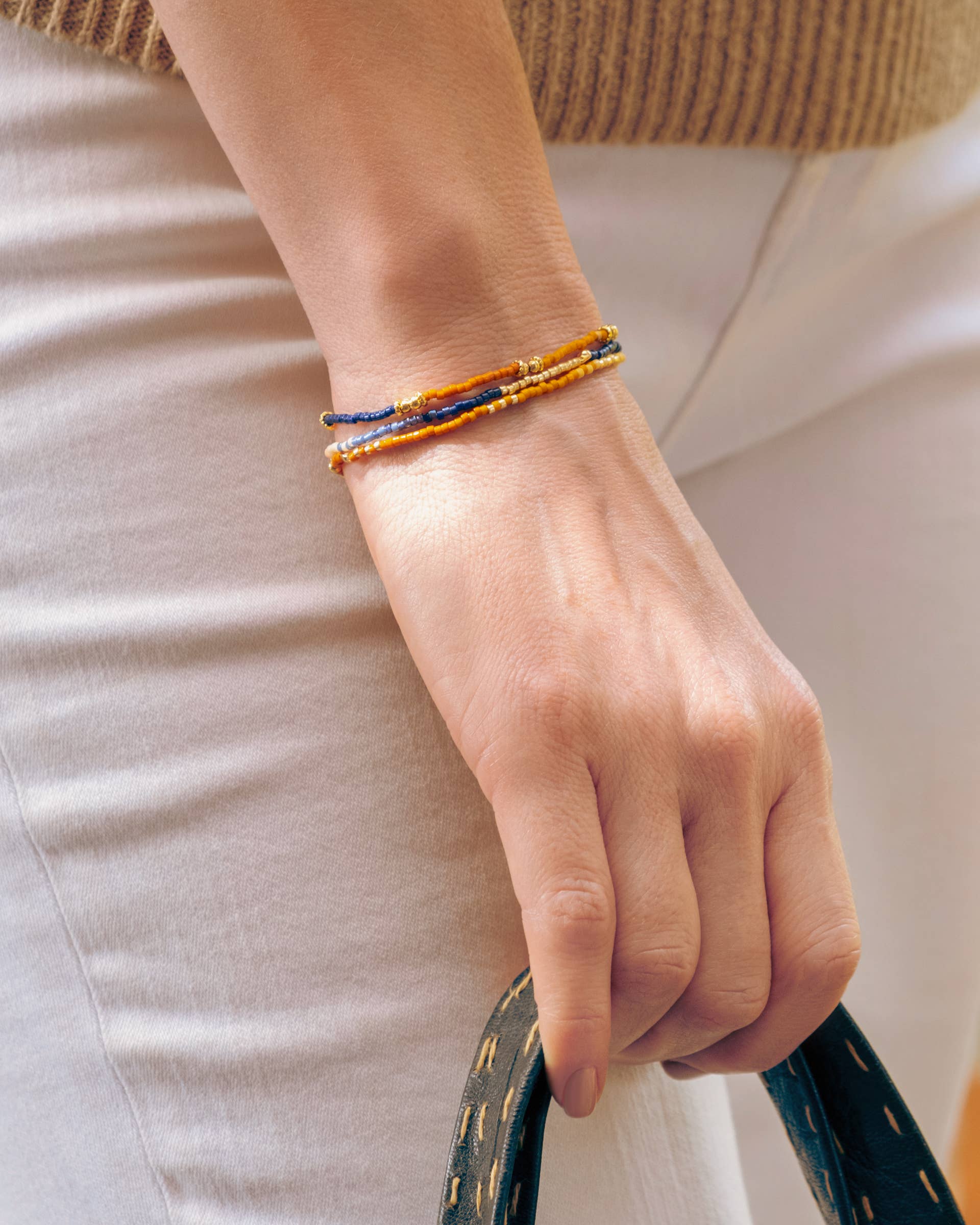 Mayana Designs Co - Wholesale Beaded Bracelet - Set/3 Miyuki Beaded Stretch Bracelets (Black/Pink/White)4