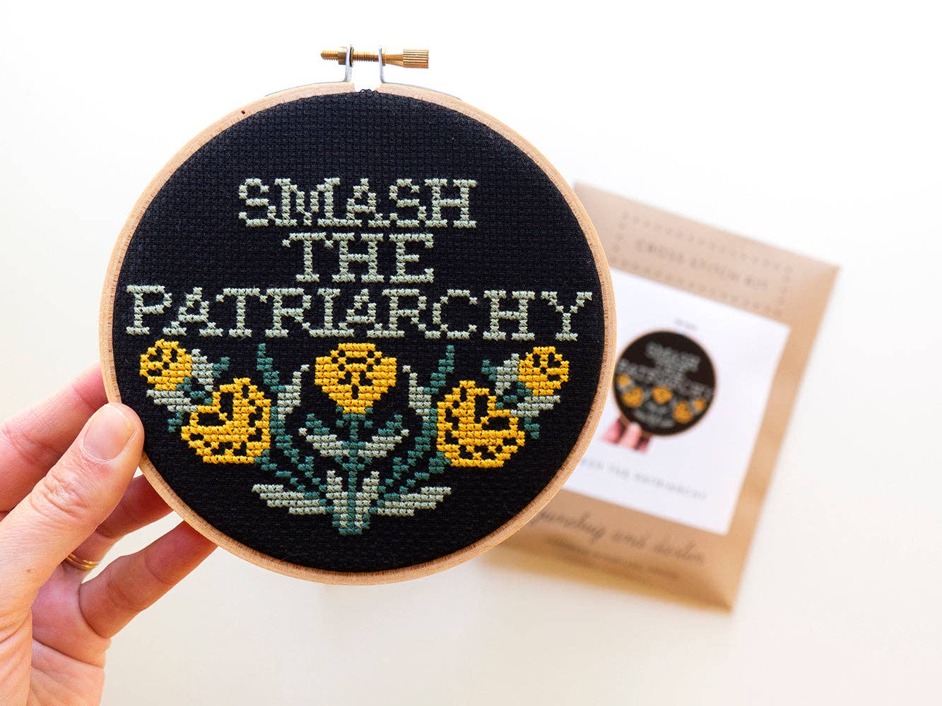 Junebug and Darlin - Wholesale Embroidery/Cross Stitch Supplies - Smash the Patriarchy Kit2