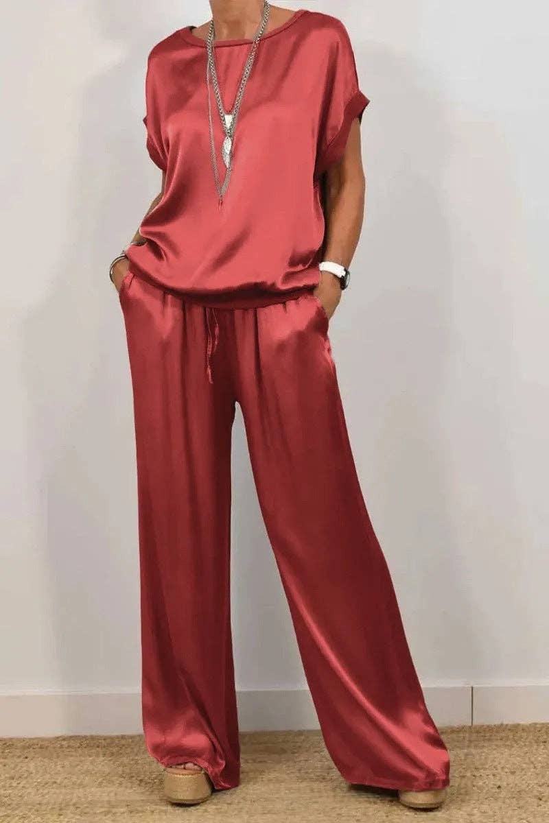 SALINA TRADING INC - Wholesale Top & Pant Set (NOT Loungewear) - Women's - Women Casual Solid Color Sleeveless Blouse Pants Set6