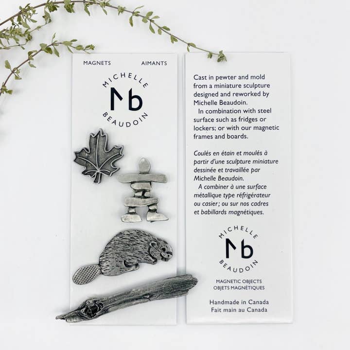 MICHELLE BEAUDOIN – wholesale Magnet – Canadian Decorative Magnets - Inukshuk, Maple Leaf, Beaver