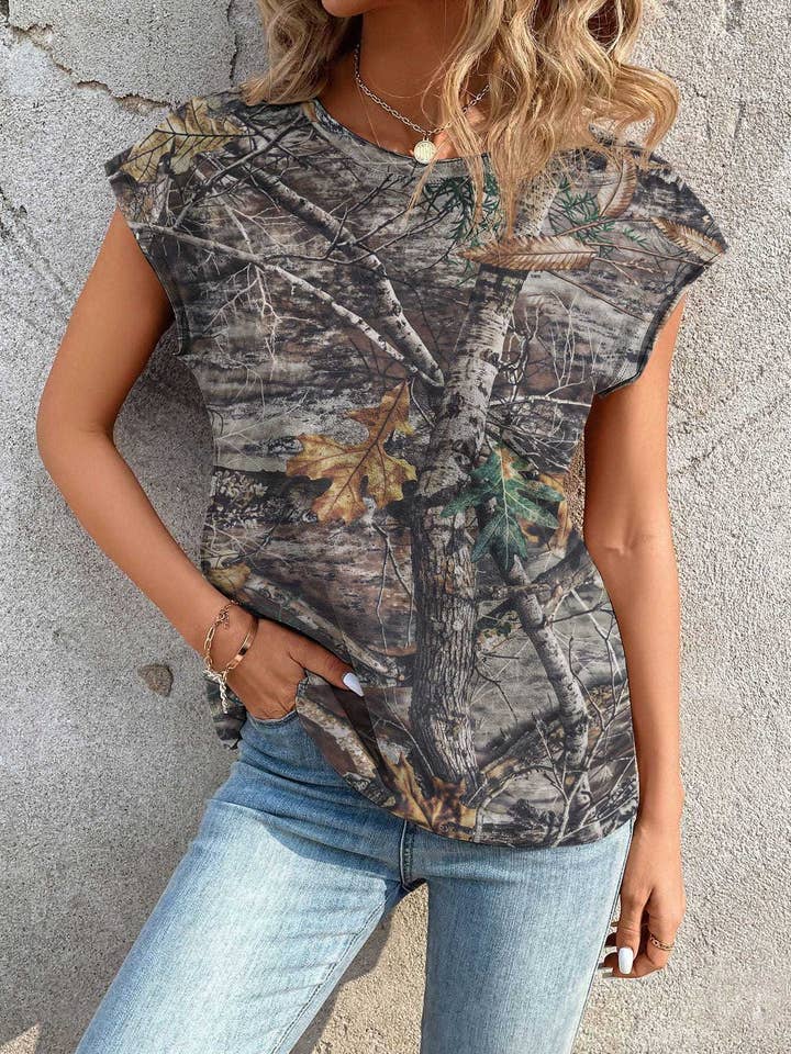 Rosa Clothing - Wholesale T-Shirt - Women's - Street Camo Tree Branch Print T-Shirt3