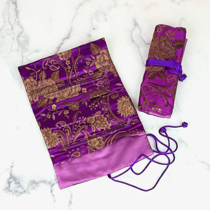 Cathayana - Venta al por mayor Joyero/organizador de joyas - Joyeros de viaje grandes de brocado floral.