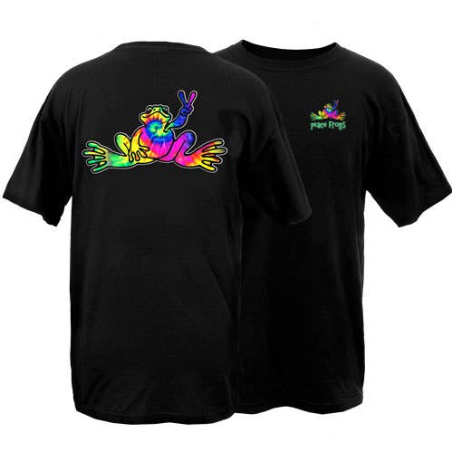 Neon Tie-Dye Fyld Frog Kortærmet T-shirt for engroshandel hos Peace Frogs
