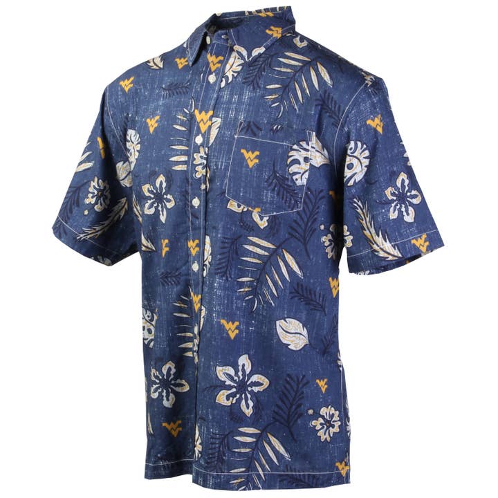 West Virginia Mountaineers Men's Vintage Floral Shirt for wholesale by Wes and Willy