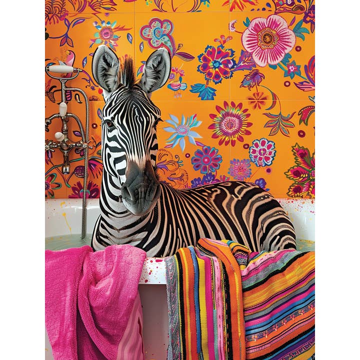 Momart "Zebra In The Bath With Colored Towel" for wholesale by Starz Puzzles LLC