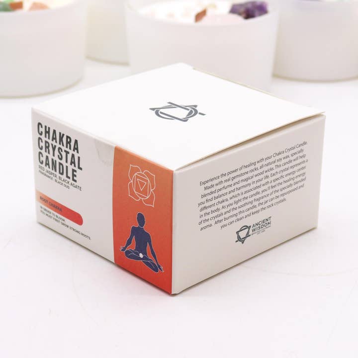 Root chakra candle for wholesale by Cristaux & Bien-Être