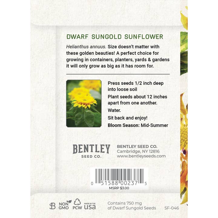 Bentley Seed Co. - Wholesale Plant Seeds - Thanks For Your Business - Dwarf Sunflower Seed Packet1