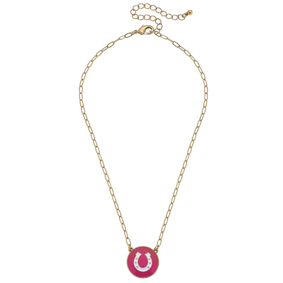 Canvas Style – wholesale Pendant/charm necklace – Horseshoe Enamel Pendant Necklace in Fuchsia1