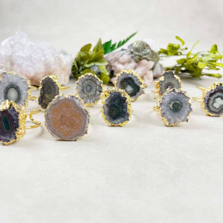 Ewelina Pas Jewelry - Wholesale Cocktail/Statement Ring - Gold Amethyst Stalactite Statement Ring1