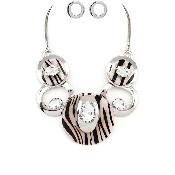 Artini Accessories - Wholesale Jewelry Set - Crystal Hoops Statement Necklace Set