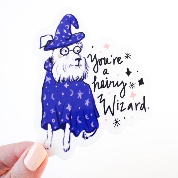 Amy Hartelust Art and Illustration - Wholesale Sticker - Hairy Wizard Schnauzer Sticker