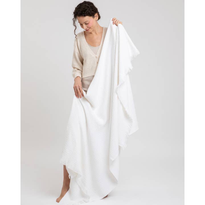 Woven Stories - Wholesale Throw Blanket - Cotton Linen Blend Basketweave Throw Blanket10