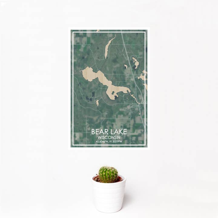 Bear Lake WI Map Print Afternoon for wholesale by JACE.design