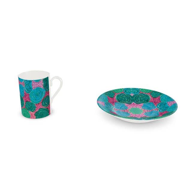 Turning Up Blue Roses Cup and Saucer for wholesale by Ally Bee Design