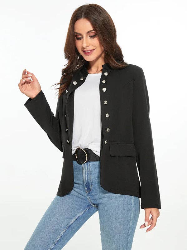 Sheer Trend - Wholesale Jacket - Women's - Casual Long Sleeves Buttoned Stand Collar Jackets Outerwear8
