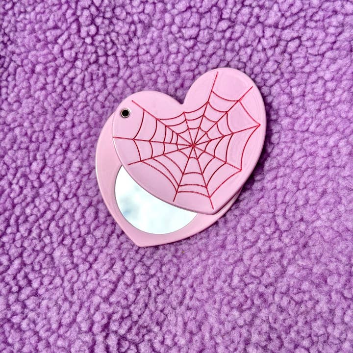 Peach Beast - Wholesale Compact Mirror - Pink Halloween Spider Web Pocket Mirror7