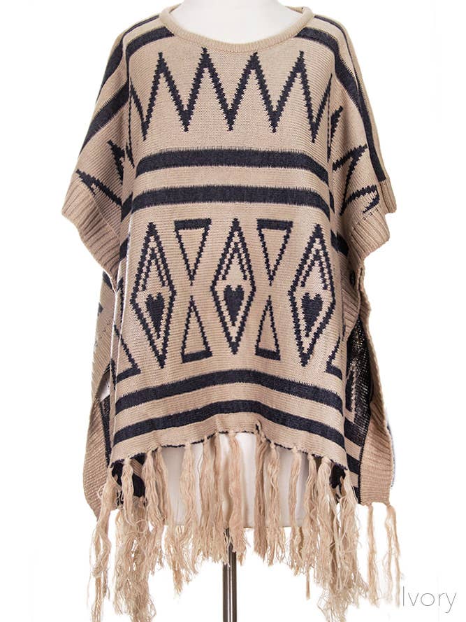 Aztec Print Poncho for wholesale by Hana