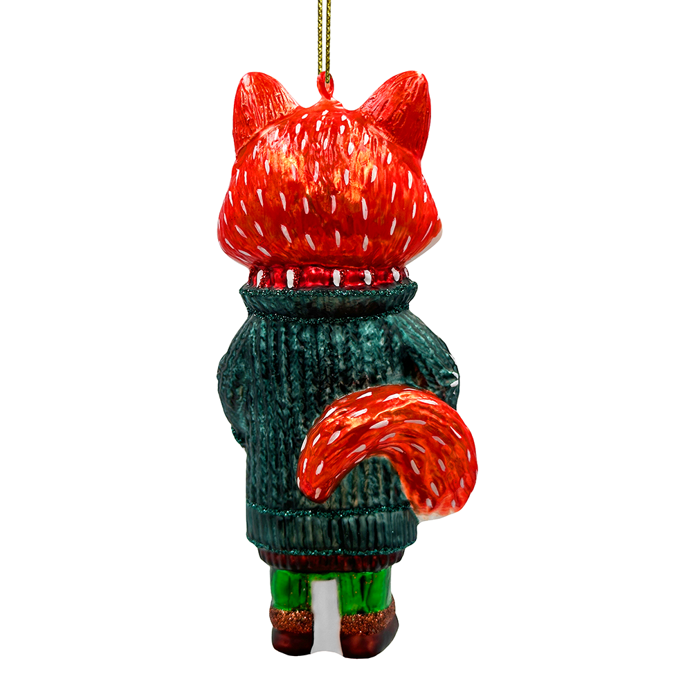OrnamentallyYou - Wholesale Ornament - Red Nordic Fox in Sweater Glass Ornament, Scandinavian Decor4