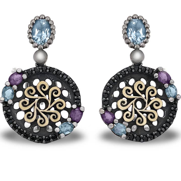 ALLEGRIA EARRINGS 2 TOPAZ AND AMETHYST 3 for wholesale by BOHEMME