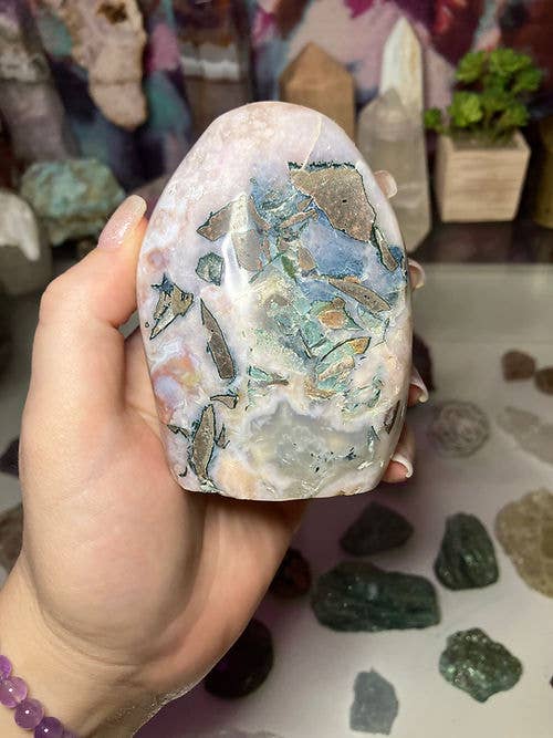 Prettygoods - Wholesale Spiritual Stone/Crystal - Green Flower Agate Freeform0