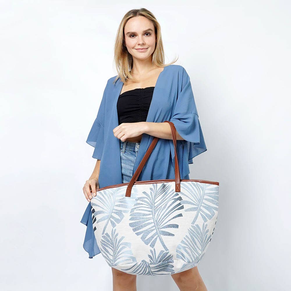 Sensibling Corp. - Wholesale Tote Bag - Women's - Palm Leaves Print Tote Bag0