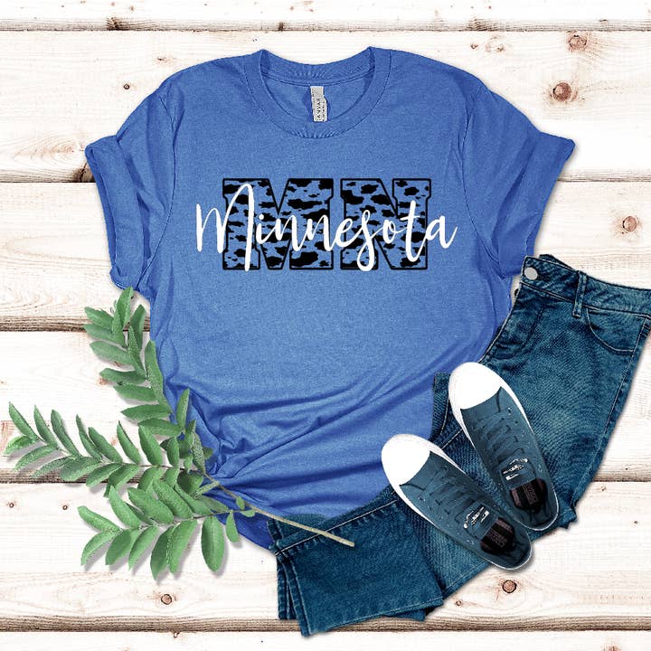 Minnesota Leopard Print Tshirt for wholesale by Kniefel Kreations