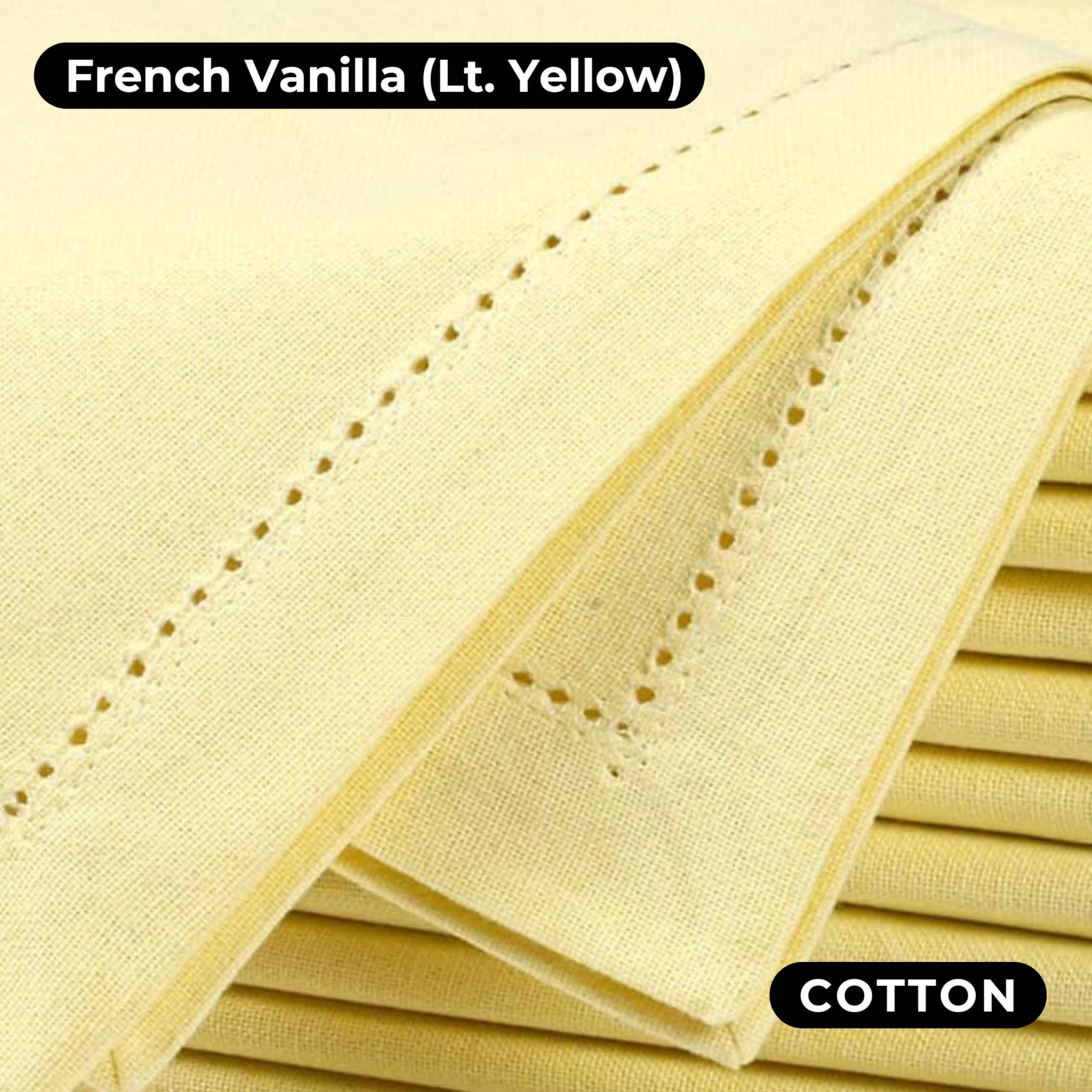 Yellow Cotton Dinner Napkins, 18x18" - French Vanilla, Set of 12 for wholesale on Faire2