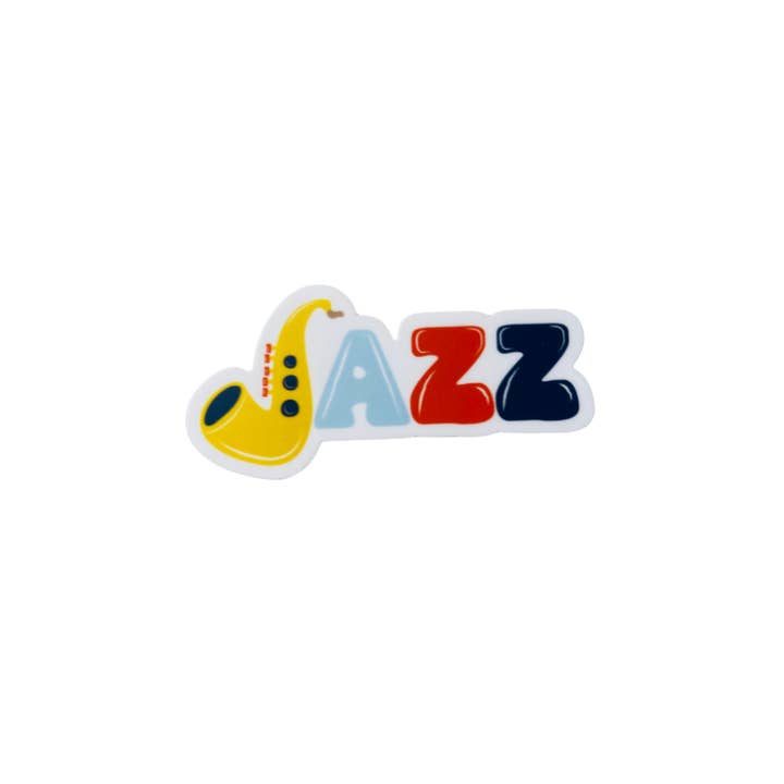 Jazz Music Saxophone Sticker, 3" x 1.4" for wholesale by Denali & Co.