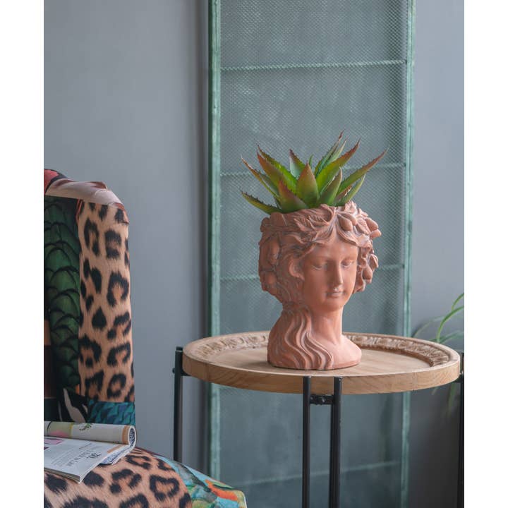 Brown Greek Style Cement Head Bust Planter Indoor/Outdoor for wholesale on Faire10