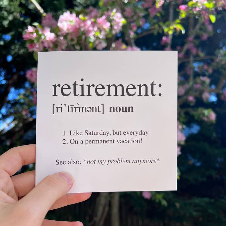 Definitie van pensioen - wenskaart voor wholesale door Craftedbysamm